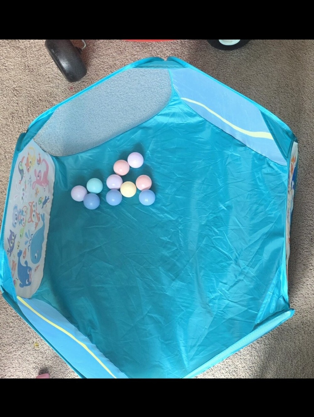 Blue Kids Foldable Playpen Ball Pit with Pastel Balls